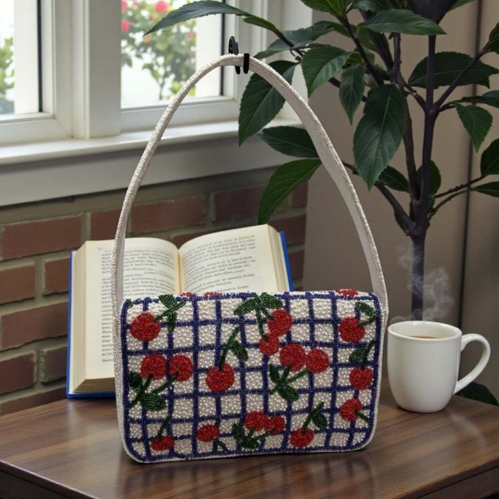 Beaded Cherry Pattern Handbag - image 2